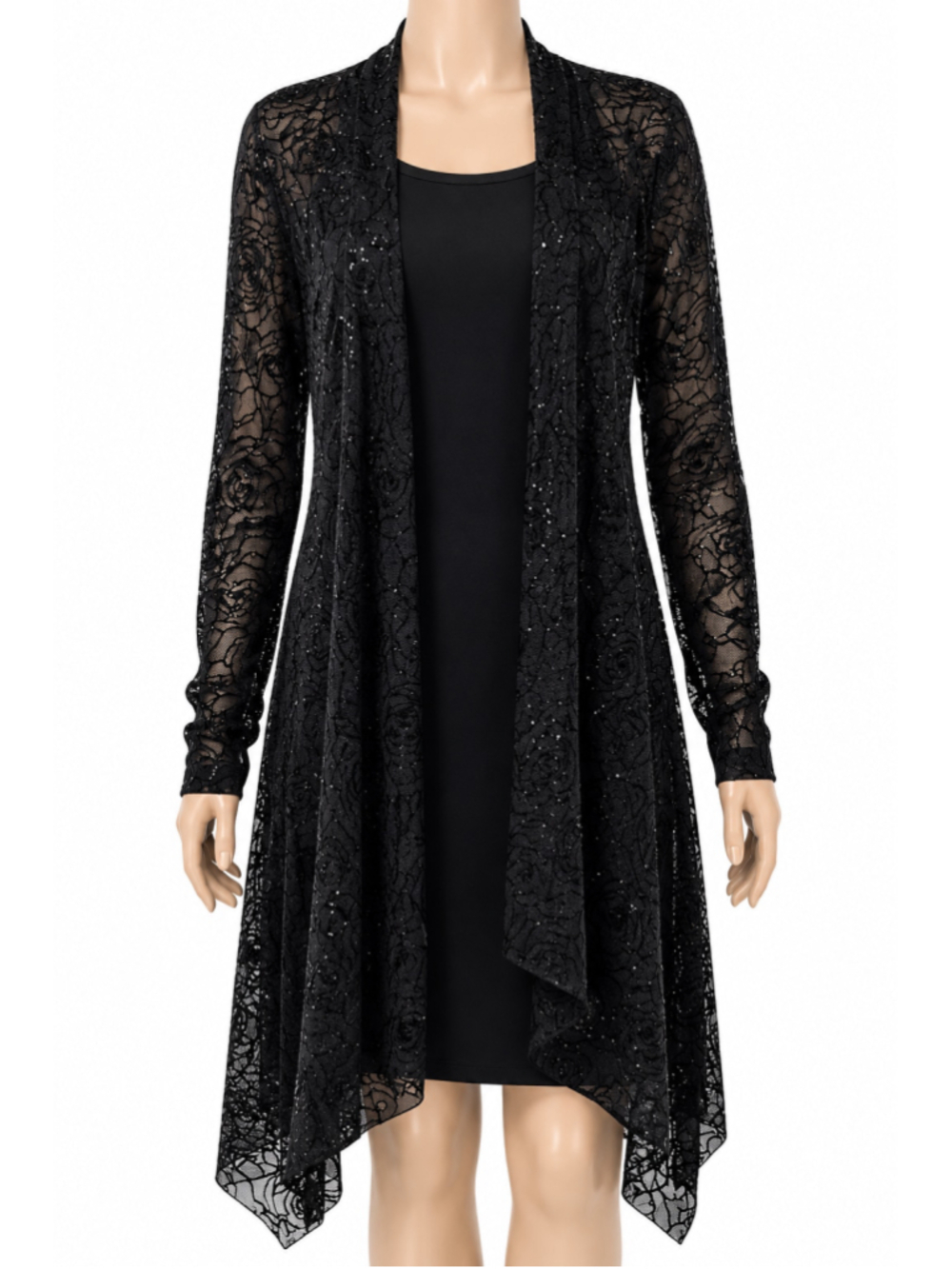 Bianca Nygard Black Sheer Sparkly Rosette Mesh Cardigan – Size L - Picture 7 of 9